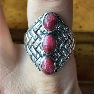 Norwegian Thulite Sterling Silver Ring Size 9